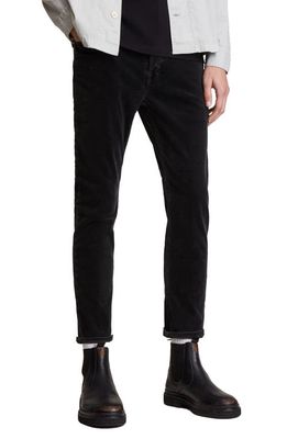 AllSaints Dean Crop Corduroy Pants in Washed Black