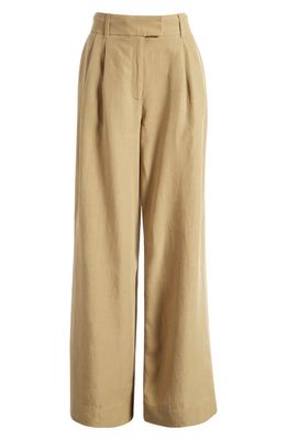 AllSaints Deri Lyn Pleated Trousers in Light Khaki Brown