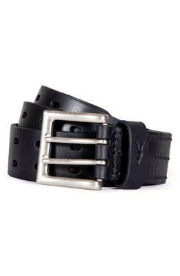 AllSaints Double Perforated Leather Belt in Black