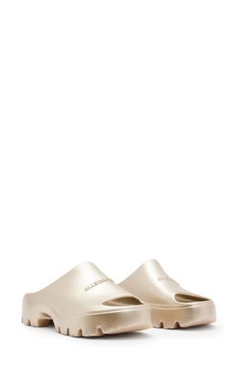 AllSaints Eclipse Flatform Slide Sandal in Metallic Gold