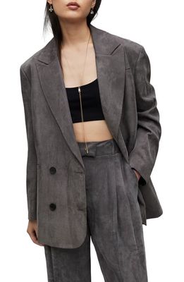 AllSaints Elle Double Breasted Blazer in Grey