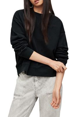 AllSaints Embellished Cotton Sweatshirt in Ozone Black
