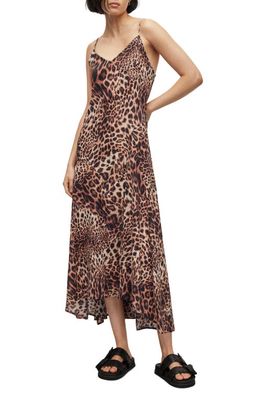 AllSaints Essie Evita Animal Print Maxi Dress in Animal Brown