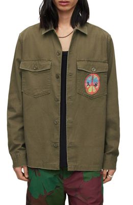 AllSaints Ether Button-Up Shirt Jacket in Cargo Green