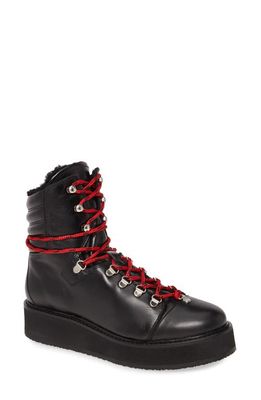 AllSaints Fay Platform Hiker Boot in Black Leather