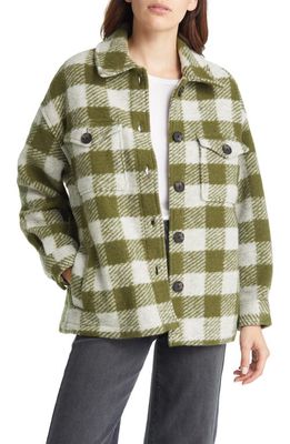 AllSaints Fenix Check Wool Blend Shirt Jacket in Sycamore Green/Cream
