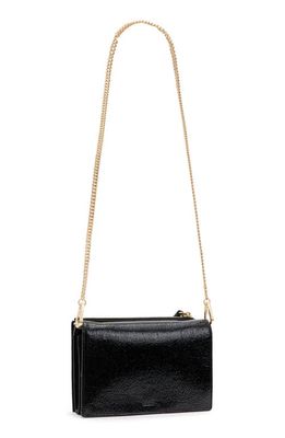 AllSaints Fetch Crinkle Patent Leather Crossbody Bag in Shiny Black