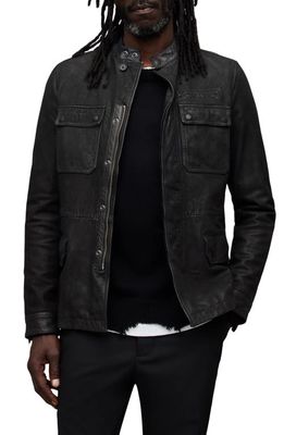 AllSaints Forter Leather Jacket in Black