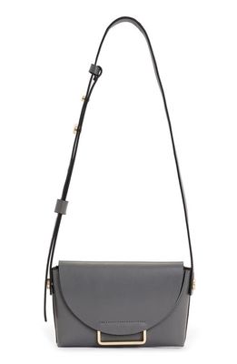 AllSaints Francine Leather Crossbody Bag in Slate Grey