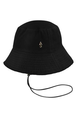 AllSaints Frayed Cotton Canvas Bucket Hat in Black/Warm Brass