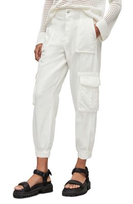 AllSaints Frieda Cargo Denim Crop Pants in Off White