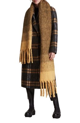 AllSaints Fuzzy Ombré Wool Blend Scarf in Mustard Yellow