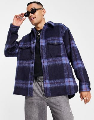 AllSaints gallaway check overshirt in blue