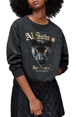 AllSaints Geminos Pippa Organic Cotton Sweatshirt in Washed Black