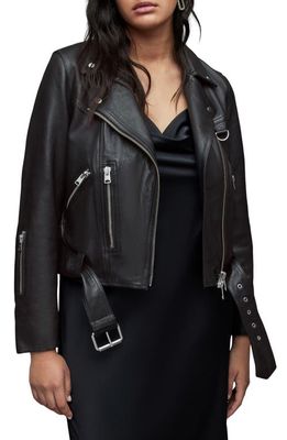 AllSaints Gidley Leather Biker Jacket in Black