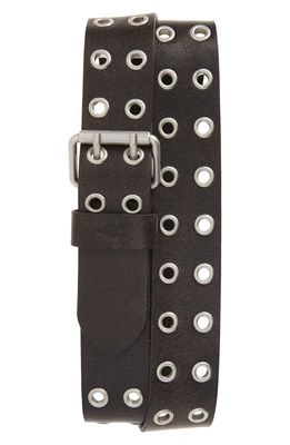 AllSaints Grommet Leather Belt in Black/Dull Nickel