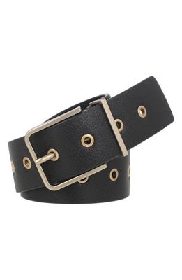 AllSaints Grommet Leather Belt in Black Warm Brass Hardwear