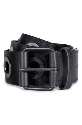 AllSaints Grommet Webbing Belt in Black/Matte Black