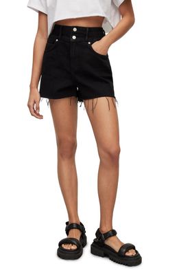 AllSaints Hailey Cutoff Denim Shorts in Washed Black
