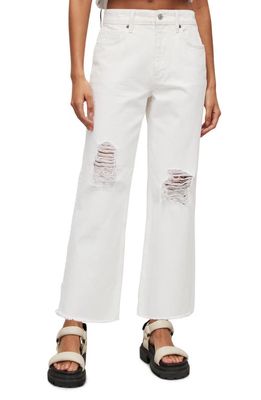 AllSaints Hailey Destroy Crop Straight Leg Jeans in White