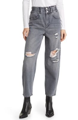 AllSaints Hailey High Waist Destroy Crop Straight Leg Jeans in Washed Grey