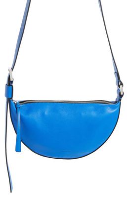 AllSaints Half Moon Leather Crossbody Bag in Cala Blue