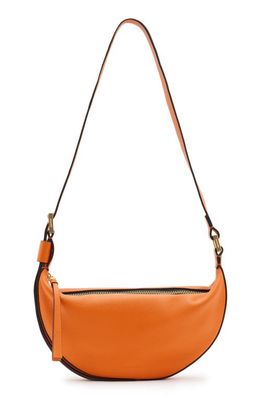 AllSaints Half Moon Leather Crossbody Bag in Pyrrole Orange