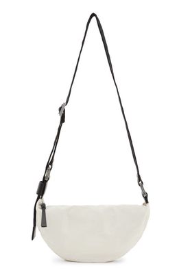 AllSaints Half Moon Nylon Crossbody Bag in Ivory White