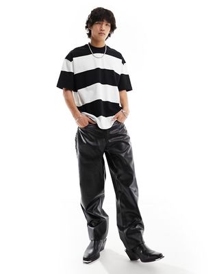 AllSaints Hami short sleeve crew T-shirt in black and white stripe-Multi
