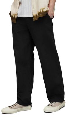 AllSaints Hanbury Cotton & Linen Drawstring Trousers in Jet Black