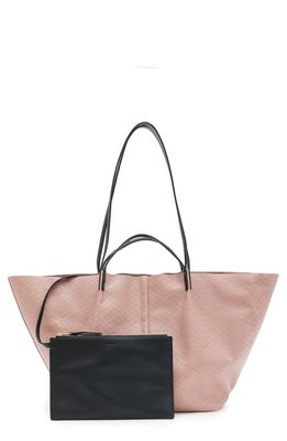 AllSaints Hannah Python Embossed Leather Tote in Terracotta Pink