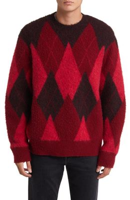 AllSaints Harley Argyle Crewneck Sweater in Red