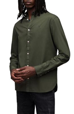 AllSaints Hawthorne Slim Fit Button-Up Shirt in Dark Ivy Green