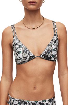 AllSaints Heidi Ines Triangle Bikini Top in White Mono