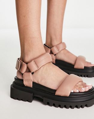 AllSaints Helium leather sandals in pink-Black