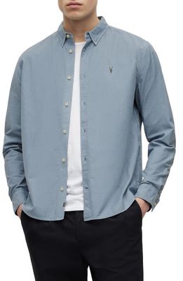 AllSaints Hermosa Solid Button-Up Shirt in Camo Blue