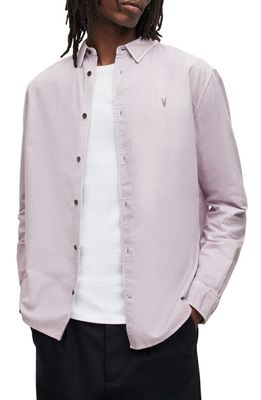 AllSaints Hermosa Solid Button-Up Shirt in Cold Lilac