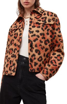 AllSaints Honor Leopard Print Jacket in Brown