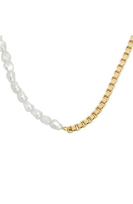 AllSaints Imitation Pearl Link Necklace in Pearl/Gold
