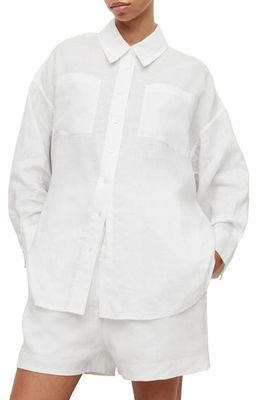 AllSaints Inez Patch Pocket Linen Shirt in Chalk White
