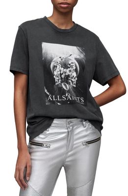 AllSaints Interskulla Graphic T-Shirt in Washed Black