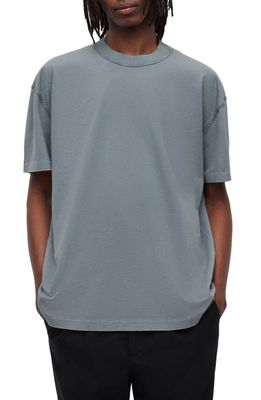 AllSaints Isac Exposed Seam Oversize Organic Cotton T-Shirt in Como Blue