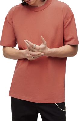 AllSaints Isac Exposed Seam T-Shirt in Goji Pink