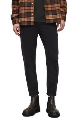 AllSaints Jack Crop Tapered Corduroy Jeans in Washed Black