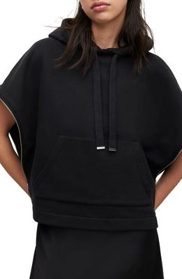 AllSaints Jamie Short Sleeve Cotton Hoodie in Black