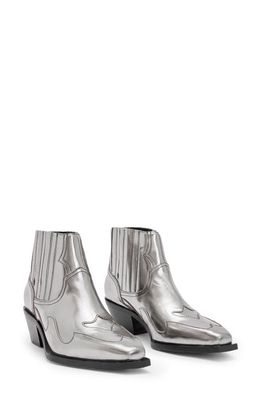 AllSaints Jonty Western Boot in Silver