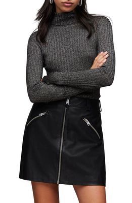 AllSaints Juliette Metallic Turtleneck Sweater in Black/Silver