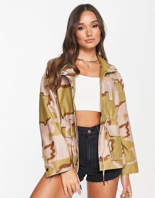 AllSaints Katey military jacket in pink camo