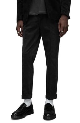 AllSaints Kiels Stretch Cotton Blend Velvet Dress Pants in Black