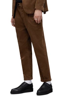 AllSaints Kiels Stretch Cotton Blend Velvet Dress Pants in Faded Brown